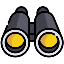 Ícono de binoculares para tours turísticos.