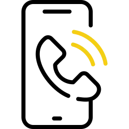 Ícono de un teléfono que representa el soporte y la asistencia al cliente.