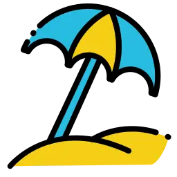 Ícono de un sombrilla de playa para trasnporte turistico
